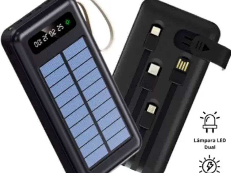   POWER BANK SOLAR 4 EN 1 DE 12,000 mAh